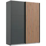 WIMEX Schwebetürenschrank Andorra 200 x 216 x 65 cm Schwarz/Grau