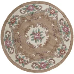 Wollteppich FLAIR RUGS "Aubusson", beige (natur), H:10mm Ø:120cm, Wolle, Teppiche