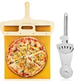 Sliding Pizza Peel, 41.5 * 3cm Pizza Slider aus Holz der Pizza Pizzaschieber Pizza Schieber Pizza Slider Pizzaschieber Rollbar Sliding Pizza Schiebe Pizzaschaufel für hausgemachte Pizza,Brot,Kuchen