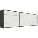BMG Möbel Sideboard Mailand Set 4 Schubladenkommode Kommode in anthrazit/Weiß HG