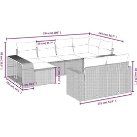 vidaXL Garten-Lounge-Set 10-tlg. grau
