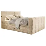 Froschkönig24 Carryhome Boxspringbett Sand, inkl. Bettkasten, gepolstertes Kopfteil, Topper durchgehend, Wendematratze mit unterschiedlichen Härtegraden, Schlafzimmer, Betten, Doppelbetten