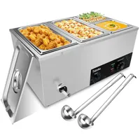 DULNICE Bain Marie Speisewärmer Elektrische Edelstahl 1500W 3 GN-Behältern