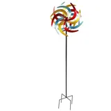 Spetebo Metall Windrad bunt Ø 38 cm - Deko Windspiel Windmühle Gartenstecker