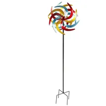 Spetebo Metall Windrad bunt Ø 38 cm - Deko Windspiel Windmühle Gartenstecker