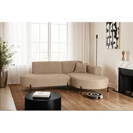 kaiser möbel Ecksofa, Sofa L-Form Designer Modena Rein stoff Noel Kaltesbeige Rechts
