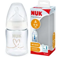NUK First Choice+ Babyflasche | 0-6 Monate | Temperaturkontrolle | Silikonsauger | Anti-Kolik-Ventil | BPA-frei | 150 ml