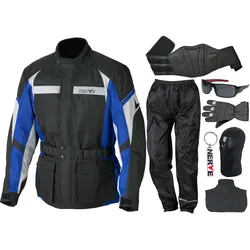 Motorradkombi NERVE Gr. XXL, blau, Overalls, XXL, N-Gr, Obermaterial: 100% Polyester. Innenseite: 100% Polyester