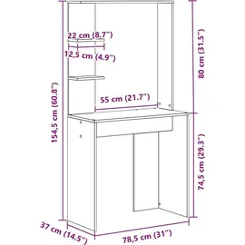 vidaXL Schreibtisch Beton Grau 78,5 x 37 x 154,5 cm Holzwerkstoff
