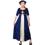 Mädchen Tudor Prinzessin Kostüm, Größe M, 5-7 Jahre, Blau