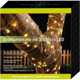 Buri Solar-Lichterkette 200 Micro-LEDs 21,9m Warmweiß Gartenbeleuchtung Terrassendeko