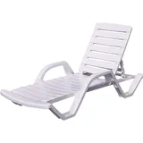 GGM Möbel 2er-Set Sonnenliege | Arm | Weiß | Stapelbar | Strandliege, Bäderliege, Poolliege