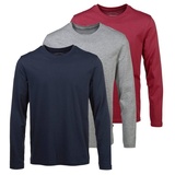 MAN'S WORLD Langarmshirt, Langarm, unifarben, aus Baumwolle, im 3er-Pack, Gr. 48/50 (M), rot, marine, grau-meliert, , 458282-48