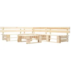 vidaXL 4-tlg. Garten-Paletten-Sofagarnitur Holz Natur