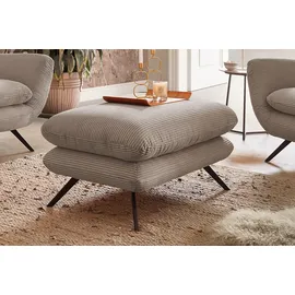 KAWOLA Hochlehnsessel CHARME Cord 72 x 100 x 80 cm taupe mit Hockerbank