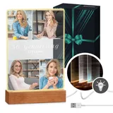 Maverton beleuchteter LED-Rahmen mit eigenem Foto - personalisiertes Acrylglasbild mit Holzständer mit LED-Beleuchtung - Glasfoto für Frauen zum Geburtstag - Größe: 15x24x4,5cm - Fotocollage
