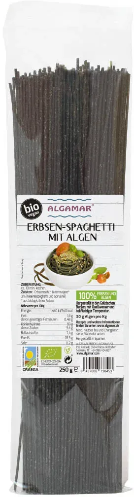 Erbsen-Spaghetti mit Algen - bio (0.25kg)