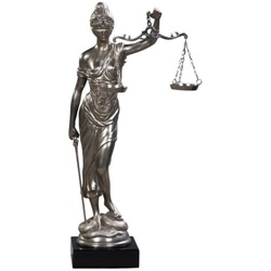 Casa Padrino Luxus Bronzefigur Justitia auf Mahagoni Holzsockel Silber / Schwarz 45 x 25 x H. 80 cm - Luxus Kollektion