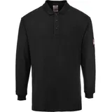 PORTWEST Flammhemmendes, antistatisches Langarm Poloshirt Schwarz XXL