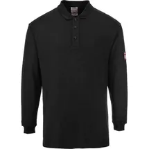 PORTWEST Flammhemmendes, antistatisches Langarm Poloshirt Schwarz XXL