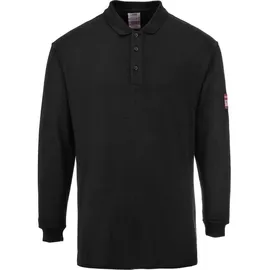 PORTWEST Flammhemmendes, antistatisches Langarm Poloshirt Schwarz XXL