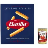 20x Barilla Ziti Tagliati n. 74, Pasta Hartweizengrieß 500g+Italian Polpa 400g