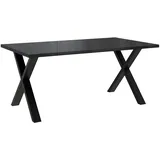 MEBLINI Esstisch Schwarz Hochglanz Modern - Küchentisch Schwarz - Esszimmertisch Gross - Tischplatte 160x90 - Brooklyn - X-Beine - Schwarz Hochglanz/Schwarz Matt