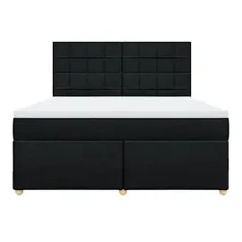 vidaXL Boxspringbett mit Matratze Schwarz 180x200 cm Stoff