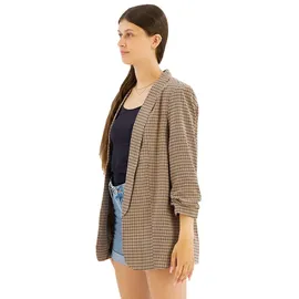 Pieces Boss 3/4 Printed Blazer - Silver Mink / Aop Houndstooth - M