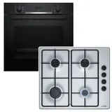 Bosch Herdset Bosch Backofen EcoClean Direct + Gas-Kochfeld Zündsicherung autark 60 cm