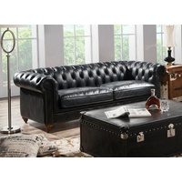 JVmoebel Chesterfield-Sofa, Klassische Chesterfield Couch Sofa Polster Garnitur schwarz
