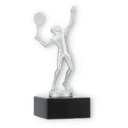 Pokal Metallfigur Tennis Herren silbermetallic auf schwarzem Marmorsockel 16,0cm