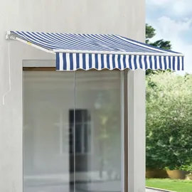[en.casa] Gelenkarmmarkise Bitonto 350 x 250 cm blau/weiß