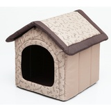 millybo Hundehöhle Hundebett Hundehaus Hundehütte R1-R6 (R4 (60 x 55 cm), beige mit Muster (Knochen))