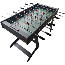 Relaxdays Kickertisch, klappbar, HBT: 78 x 122 x 61 cm, Fußballkicker für Kinder & Erwachsene, mit 3 Bällen, Dunkelbraun