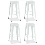 Ibbe Design 4er Set Weiss Stahl Barstühle Vintage Industrial Metallstühle Küchenstühle Stapelbar Metall Stuhl Felix, Sitzhöhe 76 cm, 43x43x76 cm