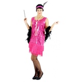 Foxxeo Pinkes 20er Jahre Kleid für Damen Elegantes Charleston Kostüm zu Fasching und Karneval Größe XL