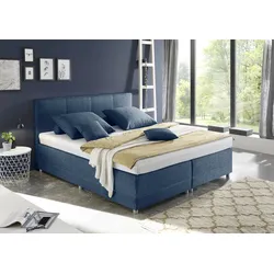 Boxspringbett ED EXCITING DESIGN "Luanda", blau, B:184cm L:212cm, Komplettbetten, wahlweise mit Matratze und Topper