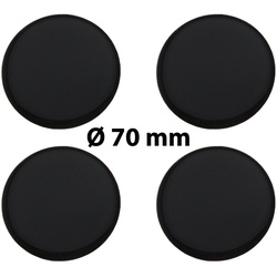 4 x Ø 70 mm Polymere Aufkleber / Schwarz / Nabenkappen, Felgendeckel