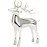 Gro�e Stehende Silber Deko Rentier Figur & Geweih - Weihnachten Wildfigur 12 cm