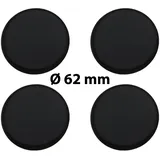 4 x Ø 62 mm Polymere Aufkleber / Schwarz / Nabenkappen, Felgendeckel