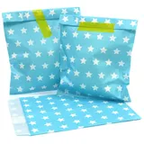 Frau Wundervoll Frau WunderVoll® 25 PAPIERTÜTEN BEACHBLAU, Sterne 13 x 16,5 cm, 45 Gramm Papier, flach/Candy Bar, Hochzeit, Kindergeburtstag, Papiertütchen, Candybag, Tüten, Mitgebseltüten