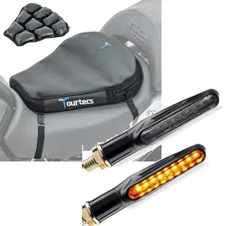 Set: Motorrad Luftkissen Air Deluxe M Komfort Sitzkissen sw Tourtecs mit Lauflicht Blinker KP6 LED Blinker ECE 2 Stück