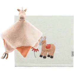 Schmusetuch STERNTALER "Geschenk-Set Bauernhof Pferd", Baby, beige (ecru), Jersey, Frottee, Schnuffeltücher