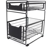 2-stufiges Lagerregal Küchenschrank Teleskop Schublade Küchenschublade Ausziehbare Korbauszug Schrankauszug Regal Waschbecken Rack Organiser Schubladenregal Unterschrankregal für Schlafzimmer, Küchen