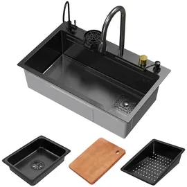 ML-Design Spülbecken Edelstahl 75x46 cm Anthrazit Rechteckig,