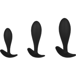 Sinnliches Analplug-Set, 7-9 cm, schwarz