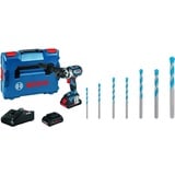 Bosch Professional 18V System Akku Bohrschrauber GSR 18V-110 C (inkl. 2x4.0 Ah Akku, Ladegerät GAL 18V-40, in L-BOXX) + 7x Expert CYL-9 MultiConstruction Bohrer Set (für Beton, Ø 4-12 mm, Zubehör)