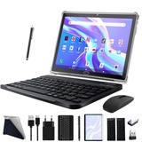 FEONAL 2025 Neueste Tablet 10 Zoll,3-in-1 Android Tablet Mit Tastatur Maus Stift, 4G LTE Tablets Mit 2 SIM 1 SD,64GB ROM 512GB TF-Octa-Core | 1080P FHD | 13MP | 6000mAh | Bluetooth | WLAN GPS Typ C-Schwarz