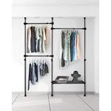 QWORK® teleskop garderoben, teleskop kleiderstange, für schlafsaal-ankleidezimmer, schlafzimmer, jede stange belastbar 50 kg, schwarz